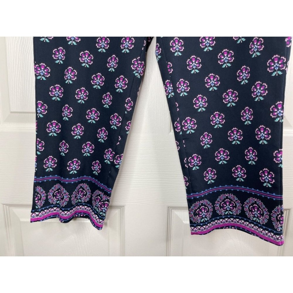 Croft Barrow Capri Pants Stretch Black Purple NWT Women Size Ten 10 Straight Leg - Picture 4 of 9